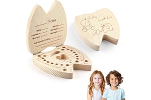 Arvoni Bebé Dientes Caja, Caja de Madera para 20 Dientes de Leche, Caja Dientes de Leche Niño para Guardar Dientes Caja para Dientes de Leche Regalos para Niños