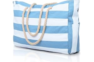 oscaurt Beach Bag, Large Beach Bags for Women, Waterproof Beach Tote Bags with Zip and Rope Handle, Summer Beach Bags Holiday Essentials Travel Bag Shopping Shoulder Handbags for Pool Gym Picnic