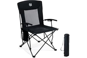 TIMBER RIDGE Sedia da Campeggio Pieghevole Leggera 150 kg Portata Massima, con Schienale Alto e a Rete, Comoda e Portatile per Spiaggia, Festival, Pesca, Giardino, Picnic e Area Pranzo all'aperto