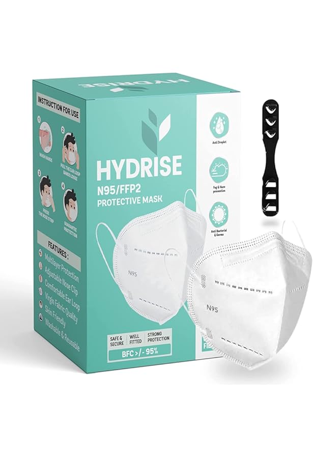HYDRISE (Pack of 20, White) N95 Premium Mask For Men and