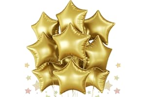 BIAPIAN Gold Star Foil Balloons, 10PCS Gold Foil Stars Shape Balloons, 18 Inch Metallic Stars Balloon for Helium Pentagram Balloon for Birthday, New Years, Graduation, Baby Shower Party Decorations