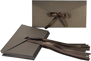 LONTG 10PCS Gift Card Envelopes Birthday Card Envelope Pearlescent Paper Wedding Invitation Envelope Cute Mini Envelopes with Ribbon for Handmade Invitations Letters or Festival Cards