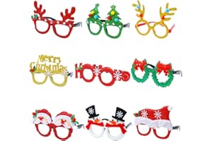 Aneco 9 Stück Weihnachten Glitter Party Brille Weihnachten Dekoration Kostüm Brillen Party Brille Frame für Urlaub Favors, sortierte Stile