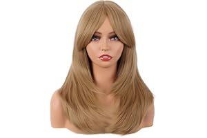 MapofBeauty 20 cali/50 cm długie warstwowane z prostymi frędzlami syntetyczne włókna Shoulder długość włosów (podział blond)