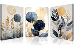 Qiukoo Framed Canvas Wall Art for Living Room & Bedroom – Set of 3 Modern Artwork Prints for Walls, Canvas Wall Art, Wall Dec