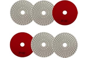 Nass Diamant Polierpad 100mm 6 Stücke Körnung 100 Polierscheiben für Granit Marmor Kunststein Quarz für Winkelschleifer SANLEETEK