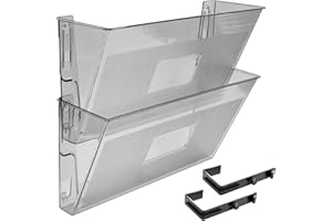 Acrimet Organizador Archivador de Pared Colgante para Folletos, Catálogos, Revistas o Documentos 2 Niveles, Plástico, Color Humo, Paquete de 2
