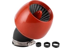 KIMISS Filtro de aire de admisión de motocicleta, limpiador de aire lavable reutilizable con adaptador y abrazadera universal para tubería de diámetro interior de 28 mm a 48 mm