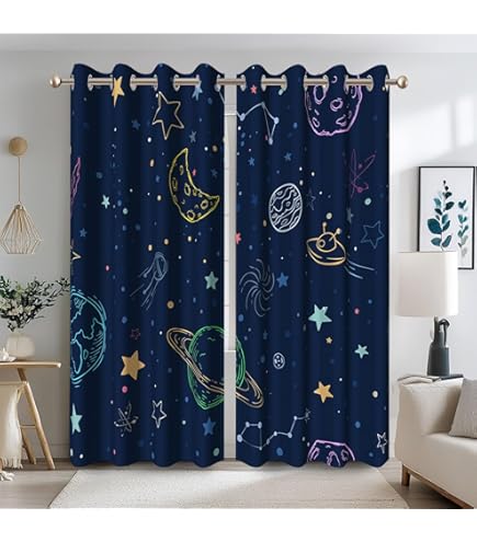 Gordijnen (set van 2 stuks) voor de kinderkamer the sky is the limit donkerblauw