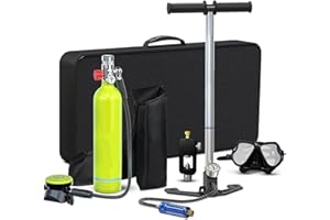 XSGDMN Bombole da Immersione Bombola Sub, 1L Mini Bombole per Immersioni Subacquee Mini Bombola di Ossigeno Attrezzatura per Immersione per Snorkeling con Pompa ad Aria ad Alta Pressione&Gonfiatore