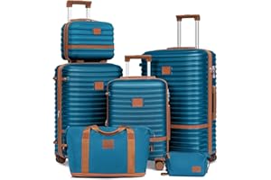 Joyway 6 Piezas Juego de Maletas, Set Trolley de Viaje, Rodillo de 360°, Cerradura TSA y Interior Compartimentado, Ligero Duradero Gran Espacio Incluidas 1 Bandolera y 1 Bolsa