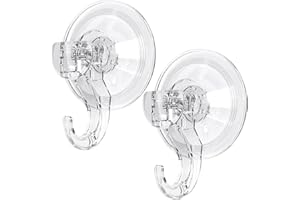 GlobaLink Suction Hooks, Clear Reusable Heavy Duty 3KG Vacuum Suction Cup Hooks, Plastic Suction Hanger Vacuum Seamless Sucker Hook for Bathroom Kitchen Window Bags Coats Xmas Wreath, 2 Pack