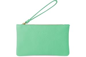 Parubi Pochette de Mano Pequeña, Mini Bolso de Mano con Cuero Suave Auténtico, Made in Italy, Pochette con Cordón y Cierre con Cremallera Elegante para Mujer y Chica (Aura)