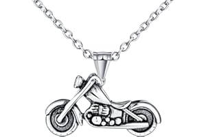 INFINIONLY Collares Colgantes Moto de Acero Inoxidable para Hombre Colgante Moto Creativo Collar Hip Hop Moda Punk Joyería