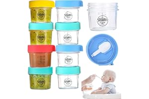 SMITHS MASON JARS Vasetti per alimenti per bambini Smith's Mason Jars - 8 vasetti in vetro per alimenti per bambini con porzioni da 118 ml, ideali per le puree di solidi - facile misurazione del volume.