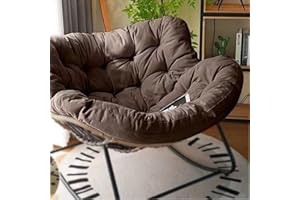 BYGSBKDP Outdoor Rocking Chair – Oversized Stainless Steel Green Velvet Cushion Rocking Egg Chair for Adults and Children, Ideal for Garden, Bedroom, Living Room, Terrace, with Rattan Accents (Coffee,Large)