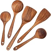 AOOSY Kitchen Utensils, 5 Pieces Wooden Japanese Kitchen Utensil Set Heat Resistant Utensil Tools No Scratch