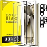 JETech Skärmskydd för Samsung Galaxy S24 Ultra 5G 6,8 Tum med Kameralinsskydd, Härdat Glasfilm, Enkelt Installation Verktyg, 