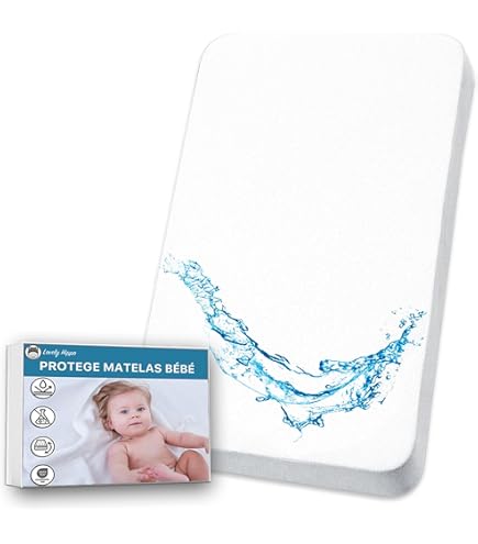EVERGREENWEB Coprimaterasso Culla Lettino Impermeabile 4 Angoli Elastici|Antiacaro, Traspirante E Anallergico, Coprimaterasso Per Materasso, Tessuto Traspirante Certificato OEKO-TEX (60 X 125 Cm