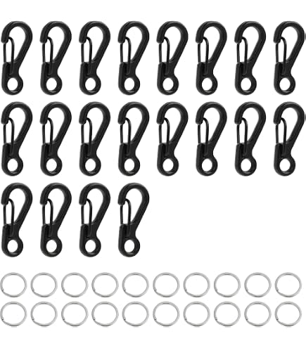 Lot De 10 Mousquetons Escalade Mini – Alliage Zinc 3,4 Cm, Noir, Polyvalent (Clés, Sacs, Camping)