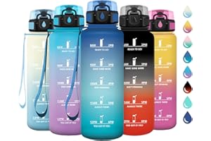 KOLLYKOLLA Gourde Sport 1.5L, Gourde avec Filtre, sans BPA, Bouteille d'eau de Motivation avec Marqueur de Temps, Étanche et Réutilisable, Bouteille Réutilisable pour l'école, Sport, Bureau, Yoga, Camping