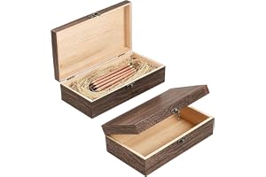 SUPRROW Set med 2 trälådor med lock - 20 x 10 x 6 cm - Små DIY-minneslådor - Med metallklafflås - För skattskåp, presentlåda