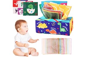 weeyin Montessori Spielzeug Baby, Baby Spielzeug 6 Monate, Dinosaurier Taschentuchbox Spielzeug mit Sensorisches Farbiges Taschentücher, Hohem Kontrast Babyspielzeug für 6 9 12 Monate Baby Geschenke