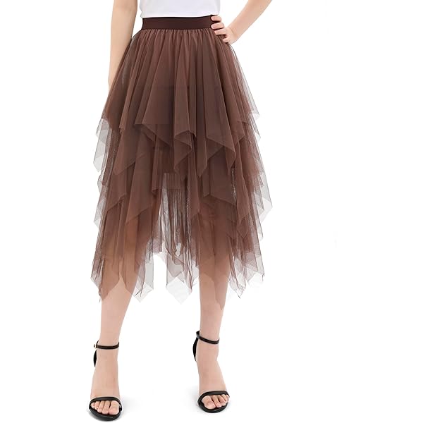 Tule rok voor dames, lang, onregelmatige tule rok