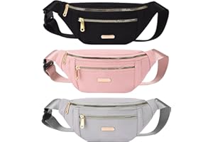 FIRITHYC Stück Bauchtasche 3 Pcs Damen Wasserdicht Hüfttasche Outdoor Sport Wasserdicht Hüfttasche, Verstellbarer Gurt Hüfttasche (Schwarz,Grau,Rosa)