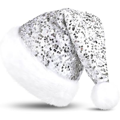 Cappello Di Babbo Natale In Velluto Con Paillettes – Unisex Adulti/Bambini, Per Feste, Natale E Capodanno