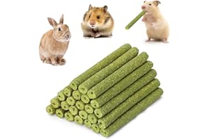 HTRTRR Bunny Chew Toys for Teeth, Natural Organic Timothy Hay Sticks, Molar Grinding & Dental Care, for Rabbits, Guinea Pigs, Hamsters & Small Rodents (Pet Grass Sticks - Canned)