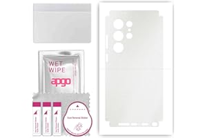 apgo Rückseite + Seiten Schutzfolie, Skin, kompatibel mit Samsung Galaxy S23 Ultra, Hinten Displayschutzfolie aus Vinylfolie, Kratzfest, einfache Montage - Matt Transparent