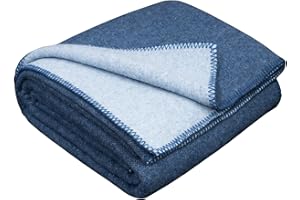LYHome Travel Blanket - Extra Warm Picnic Throw, Bed Camping Outdoor Wool Blankets, Cozy Soft Throws, Military Army and Garden Outside Use (51x67 in | 130x170 cm | Blue - Light Blue Double-sided)