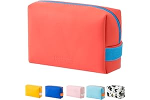 SOLI2 Neceser Organizador de Maquillaje - Estuche de Viaje para Almacenar Cosmeticos, Bolsa de Aseo Pequeña para Mujer (Coral)
