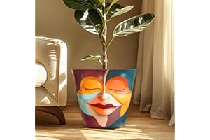 GUGUGO 10 Inch Abstract Head Planter Pots, Unique Face Plant Pot with Drainage, Funny Flower Pots for Indoor Plants, Eclectic Home Decor Aesthetic