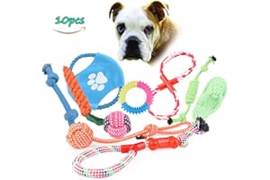 VOMAX Juguetes para Perros Kong de algodón Trenzado, Cuerda de Hueso Anudada Atada Duradera Juguetes masticables para Cachorros de Color Aleatorio (10)