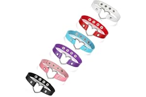 Flongo Womens Vintage Gothic Heart Leather Choker Necklace Punk Collar Neckband, 13-15.4 inch Chain