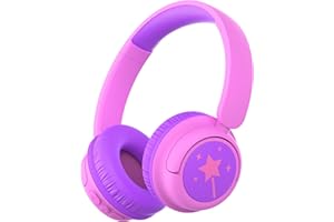 iClever Auriculares Bluetooth para niños, batería de 60 horas, 74/85 dBA, limitación de volumen, sonido estéreo, tipo C, Bluetooth 5.4, auriculares inalámbricos para niños con micrófono para