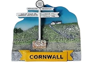 Thomas Benacci Cornwall Land's End Signpost Fridge Magnet - Distances to John O'Groats Isles of Scilly Longships Lighthouse New York London Australia - UK British English Cornish Souvenir