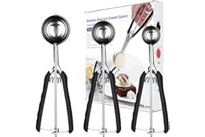 ‎TARNEL Tarnel 3 Stück Eisportionierer Set 304 Edelstahl für Eiscreme Melone Fleischbällchen Kuchen Teig Plätzchen Keksteig Reis 3 Größen Eisportionierer