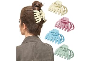 Shinowa 4 Pezzi Fermagli per Capelli Grandi, Set di Fermagli per Capelli Lunghi, 4 Colori Neutri Artigli per Capelli Spessi di Polipo per Donne e Ragazze, Artigli Antiscivolo, Set B