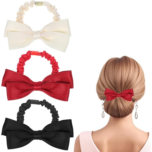 SXQLYH Satin Scrunchies Mit Schleife – 2er Set, Elastisch, Für Damen & Mädchen (Weiß & Schwarz)