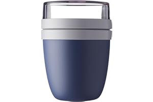 Mepal – Lunchpot Ellipse – Practical Yoghurt Cup & Muesli Cup – Separate Compartments for Yoghurt & Muesli - Suitable for Freezer, Microwave & Dishwasher – 500 ml + 200 ml – Nordic Denim.