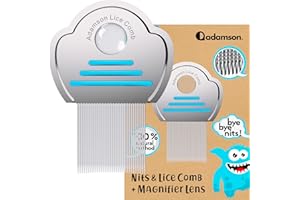 Adamson Peine Piojos y Liendres - Liendrera para Piojos Acero Inoxidable para Niños - Peine Antipiojos Eficaz - Duradero y Fácil de Limpiar - Liendrera Piojos