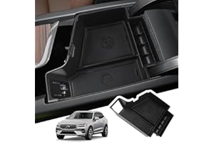 BIBIBO Contenitore per console centrale per Volvo XC60 XC90 V60 S60 V90 S90 2018-2024, organizer con tappetino antiscivolo, vano portaoggetti, bracciolo centrale, conchiglie per console braccioli