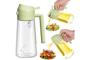 EUIOOVM 2-in-1 Oil Sprayer Bottle, 15.8oz/470ml Oil Dispenser and Olive Sprayer, Basic Oil Bottles for Kitchen, Cooking Oil Dispenser for Cooking Air Fryer