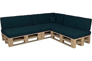 POKAR Juego de Cojines de 8 Piezas para Europalés: 3X Asiento 120x80cm +3X Respaldo 120x40cm + 1x 60x40cm Respaldo Lateral + cojín Decorativo 40x40cm, para sofá de paletas, sin palés, Verde Oscuro