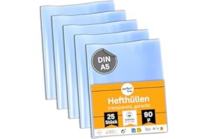 ‎PERFECT LINE perfect line • 25 koszulek DIN A5 przezroczystych, przezroczystych i groszkowanych, okładka na zeszyty z polipropylenu (PP) nadającego się do recyklingu (DIN-A5 (portretowy))