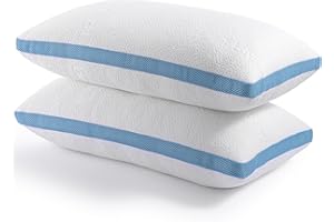 Hiimgo pillows 2 Pack Shredded Memory Foam Pillow for Comfortable Sleeping，Hypoallergenic and Cooling Bed Pillows，Standard Size, Machine Washable (48x74 cm, 1 Pair)