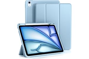 Vobafe Case for iPad Air 11 Inch Case 2025/2024 /Air 5th 4th Generation 10.9 Inch 2022/2020, Flexible TPU Back Cover with Pencil Holder, Support Apple Pencil Charging-LightBlue
